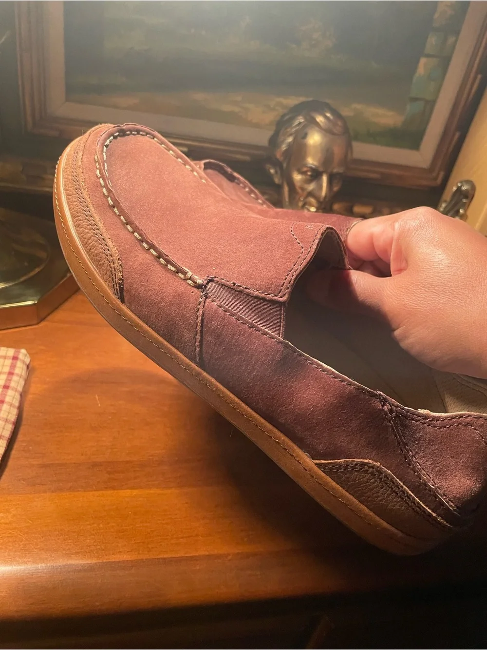 Olukai Men's Slip-On Suede Loafers in Chocolate Brown